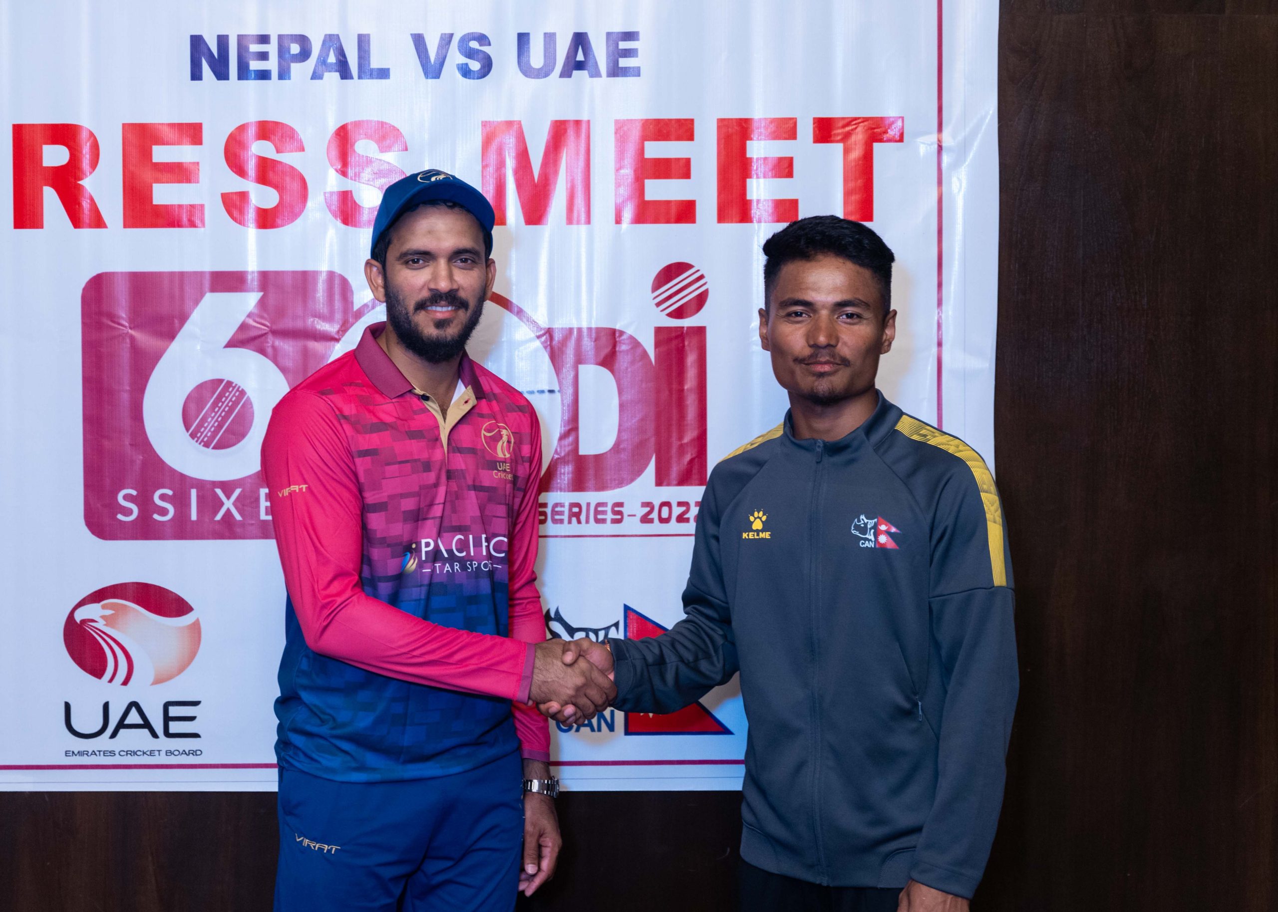 UAE Captain CP Rizwan & Nepal Captain Rohit Paudel