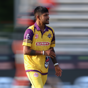 Sandeep Lamichhane started bowling in the eighth over and conceded 3 runs in 2 balls.
