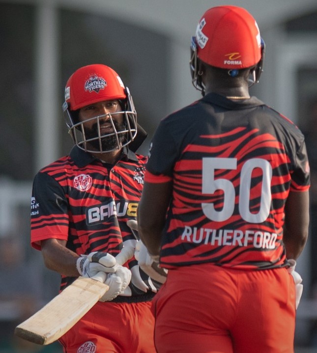 Dipendra Singh Airee, batting at number six, put on a 43-run partnership with Sherfane Rutherford for the fifth wicket