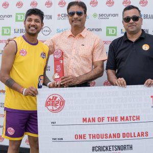 Nepali leg-spinner Sandeep Lamichhane shone brightly in the Global T20 Canada League during a match against the Mississauga Panthers on Wednesday night, earning him the well-deserved "Player of the Match" award. This marks the first time he has received this honor in the league's third season.