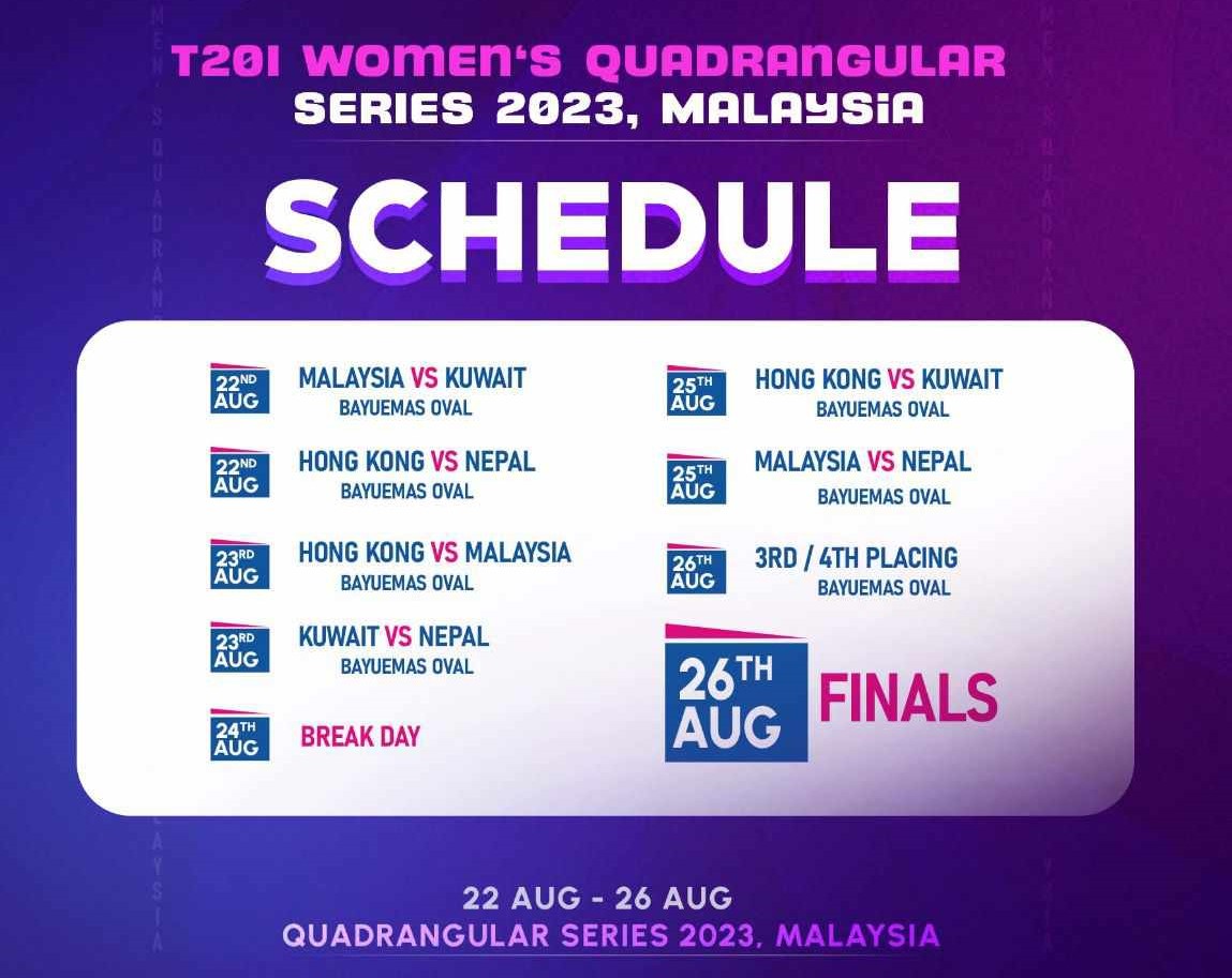 Schedule of T20I Women's Quadrangular Series 2023, Malaysia
