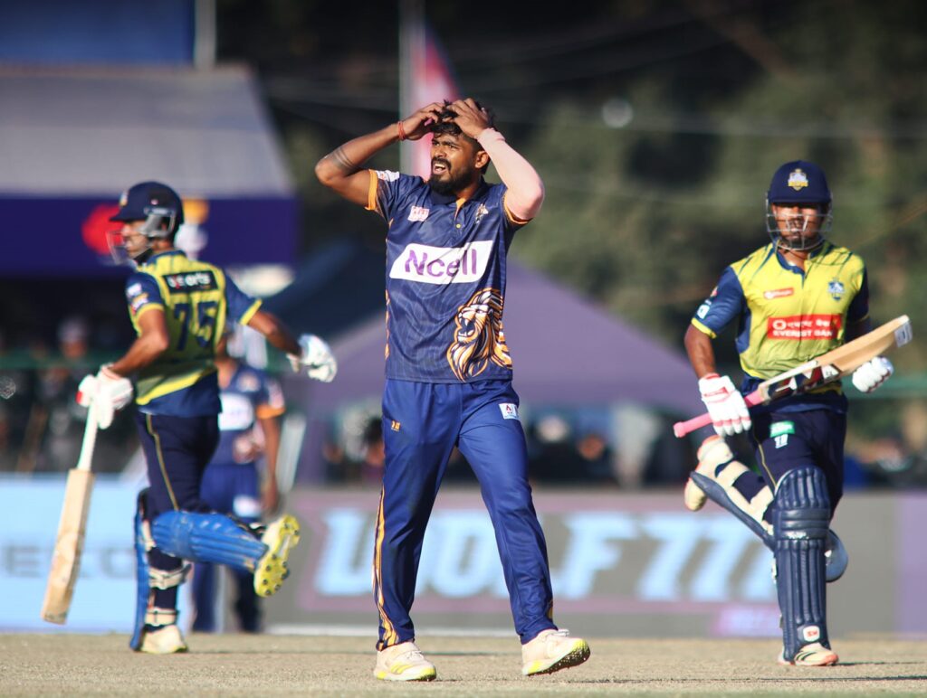 Bibek Yadav had a costly outing, conceding 64 runs in 3.5 overs despite taking 1 wicket.